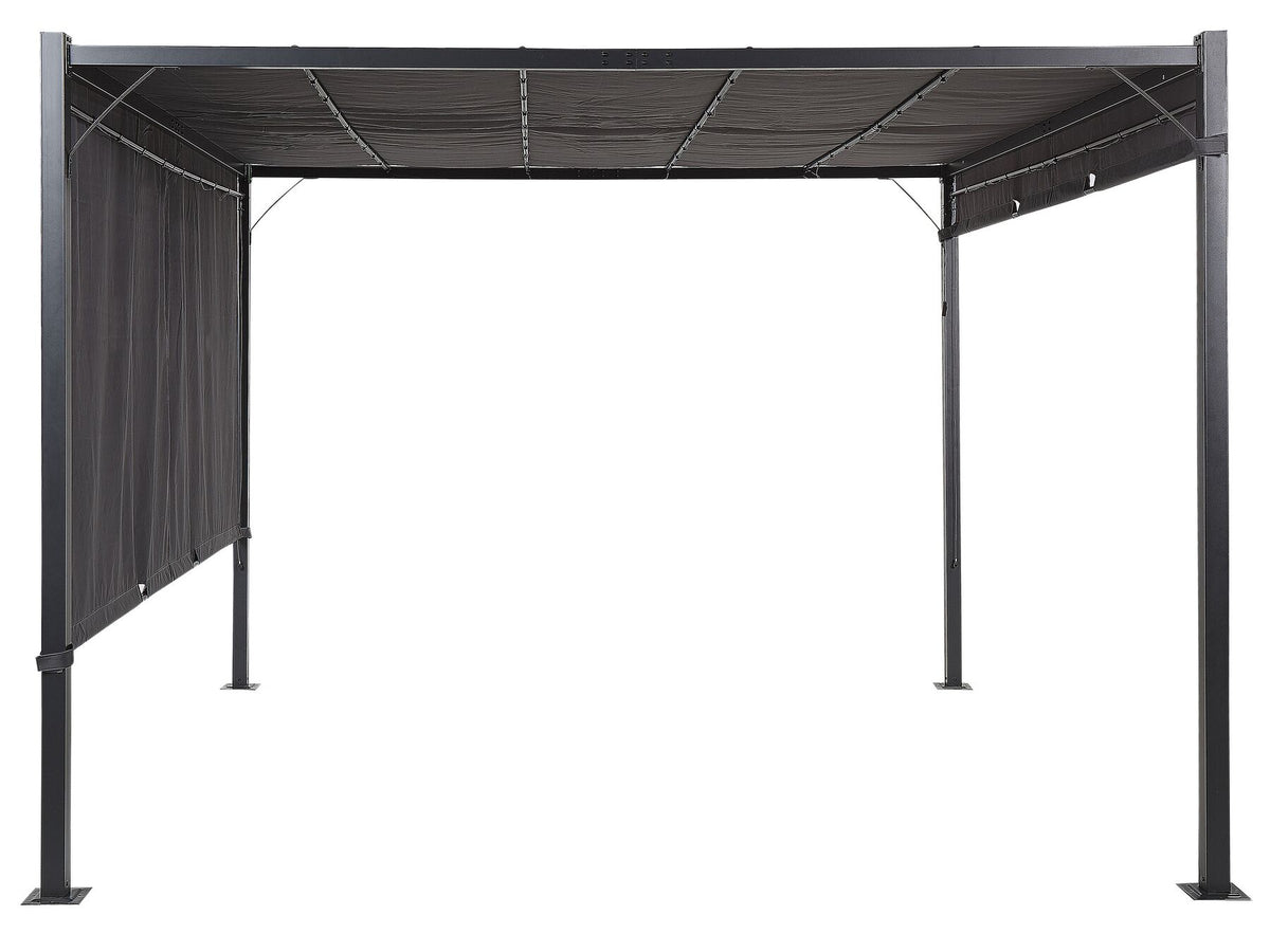 Pergola LuxeShine | Odporna na UV | Z regulowanym zadaszeniem | Lampa LED na energię słoneczną