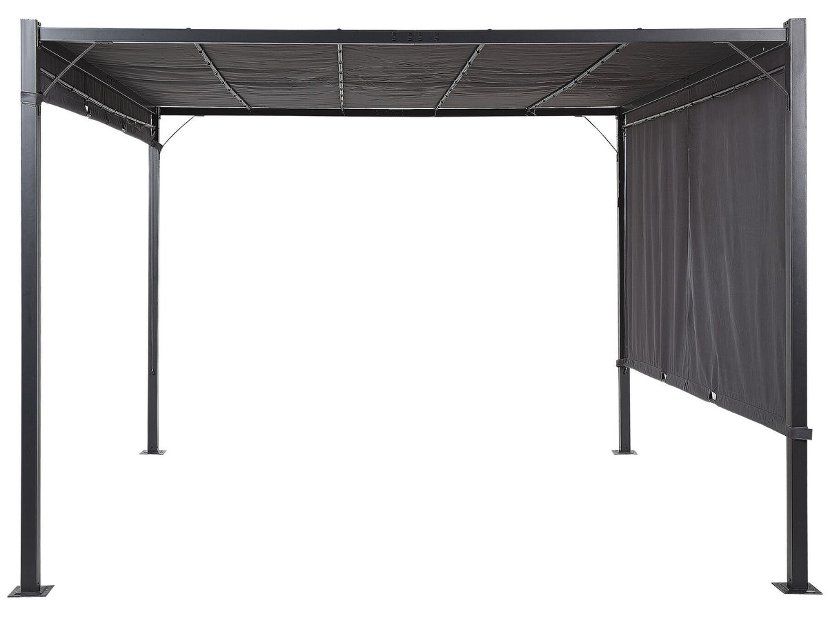 Pergola LuxeShine | Odporna na UV | Z regulowanym zadaszeniem | Lampa LED na energię słoneczną