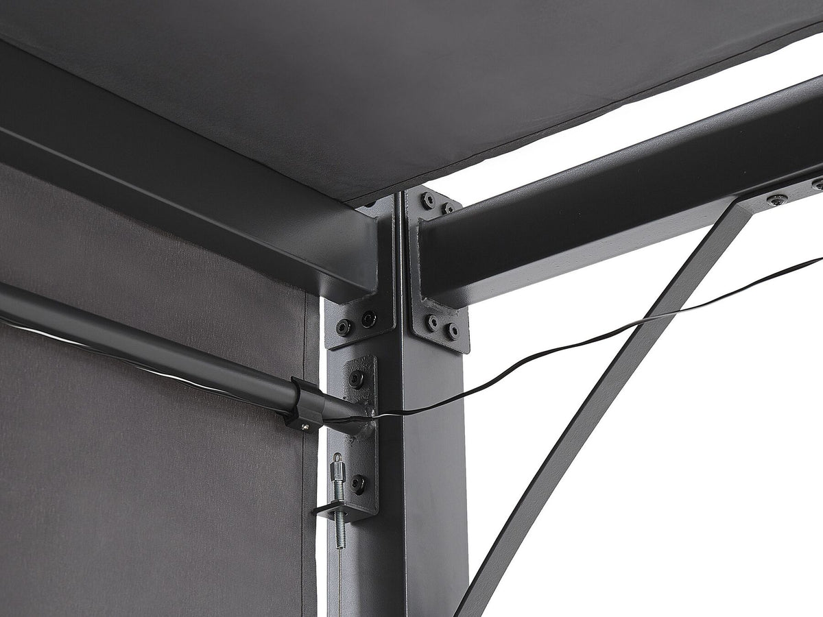 Pergola LuxeShine | Odporna na UV | Z regulowanym zadaszeniem | Lampa LED na energię słoneczną