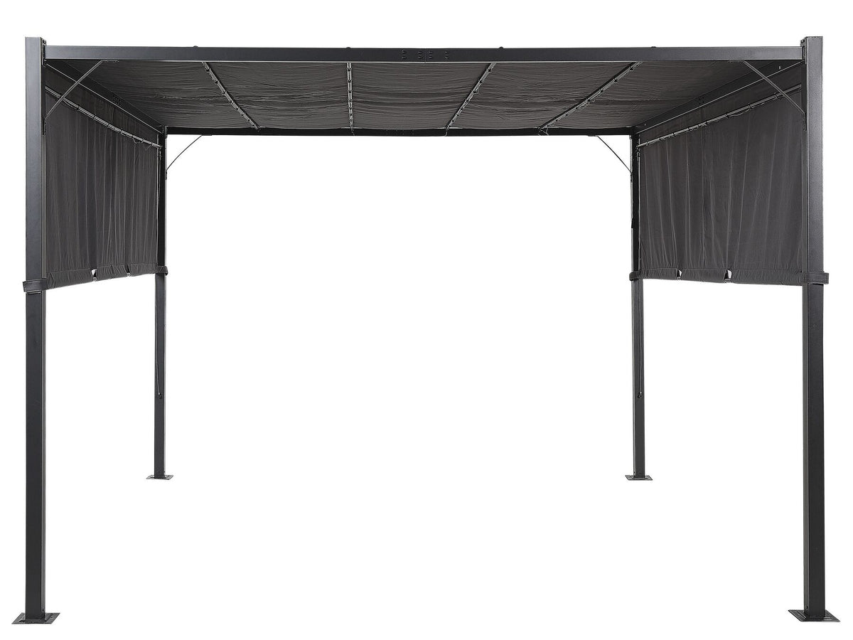 Pergola LuxeShine | Odporna na UV | Z regulowanym zadaszeniem | Lampa LED na energię słoneczną