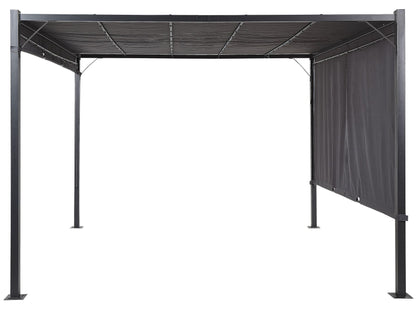Pergola LuxeShine | Odporna na UV | Z regulowanym zadaszeniem | Lampa LED na energię słoneczną