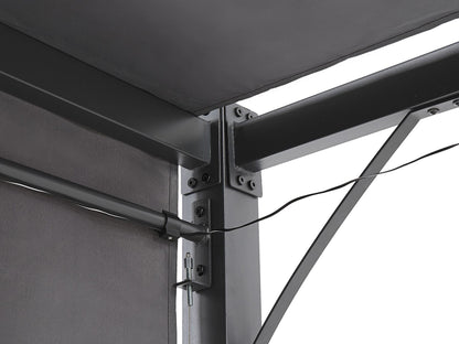 Pergola LuxeShine | Odporna na UV | Z regulowanym zadaszeniem | Lampa LED na energię słoneczną